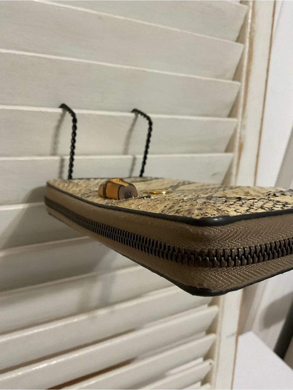 Gucci Cream Wallet Bamboo 1947 Python Zip Around - Picture 5 of 12